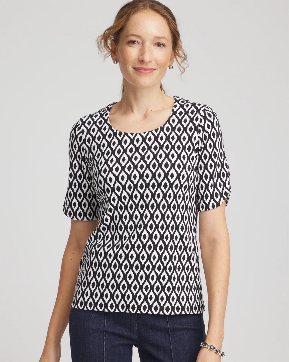 Printed Pima Elbow Sleeve Tee