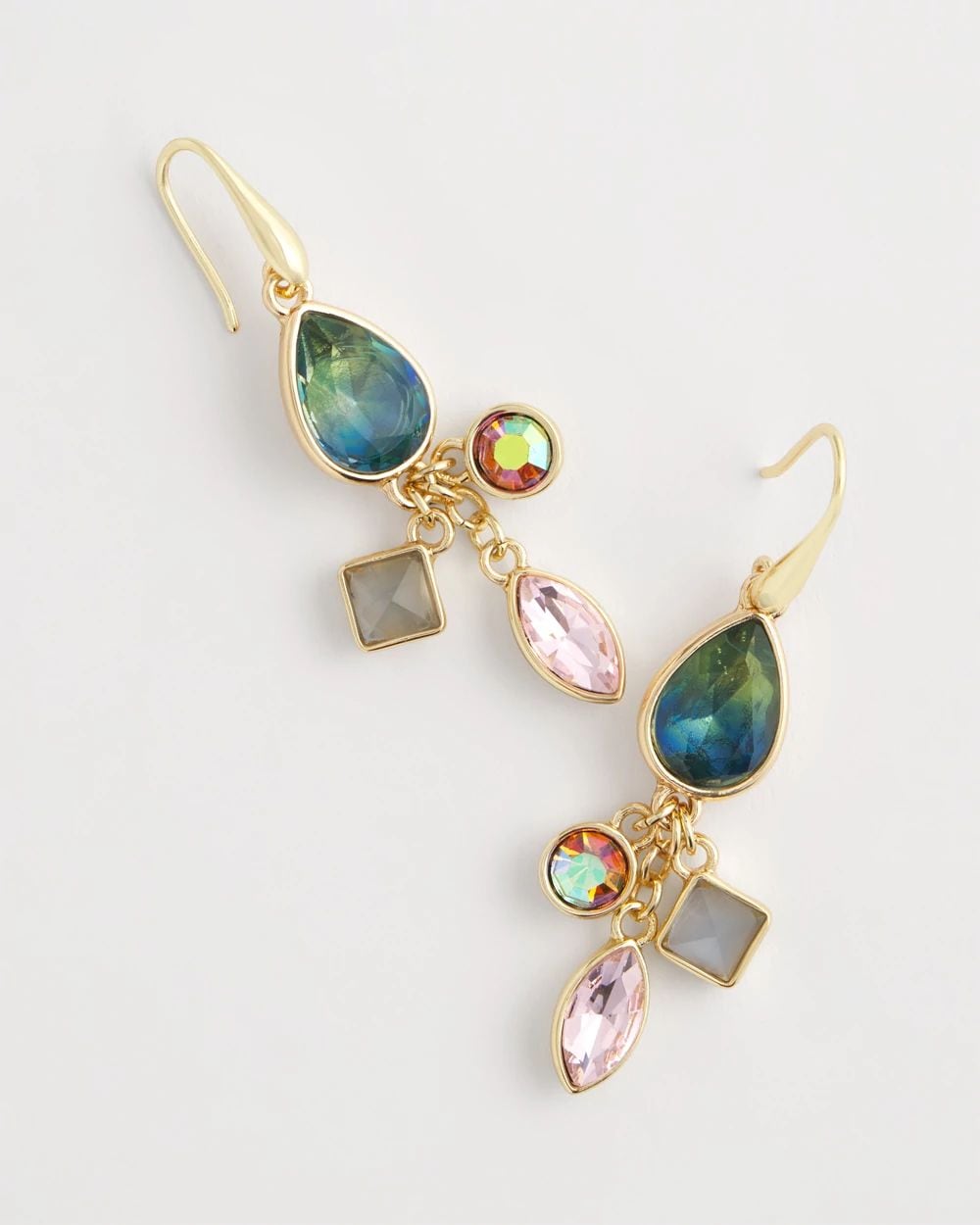 Multi Gem Drop Earrings click to view larger image.