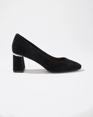 Suede Faux Pearl Heels