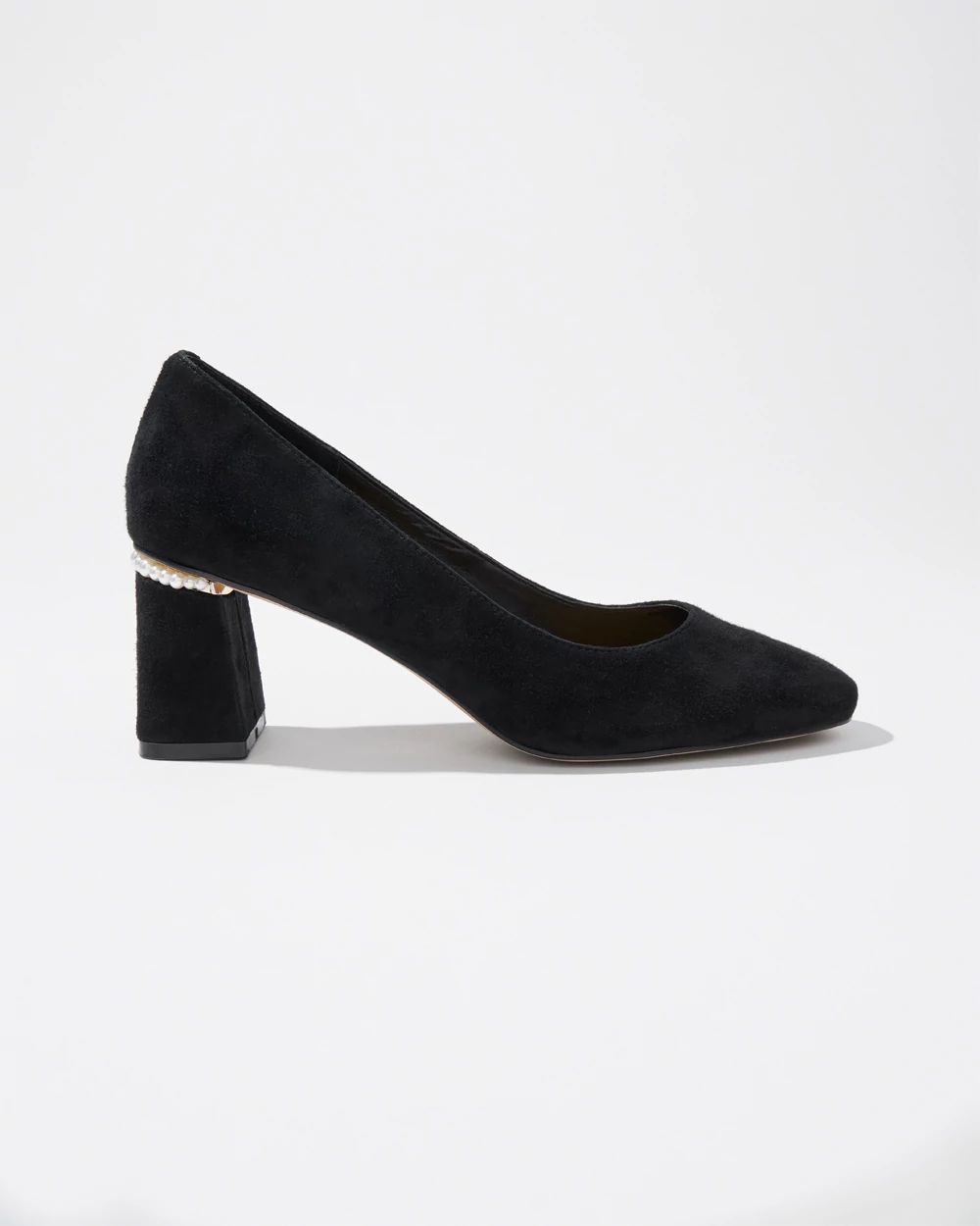Suede Faux Pearl Heels