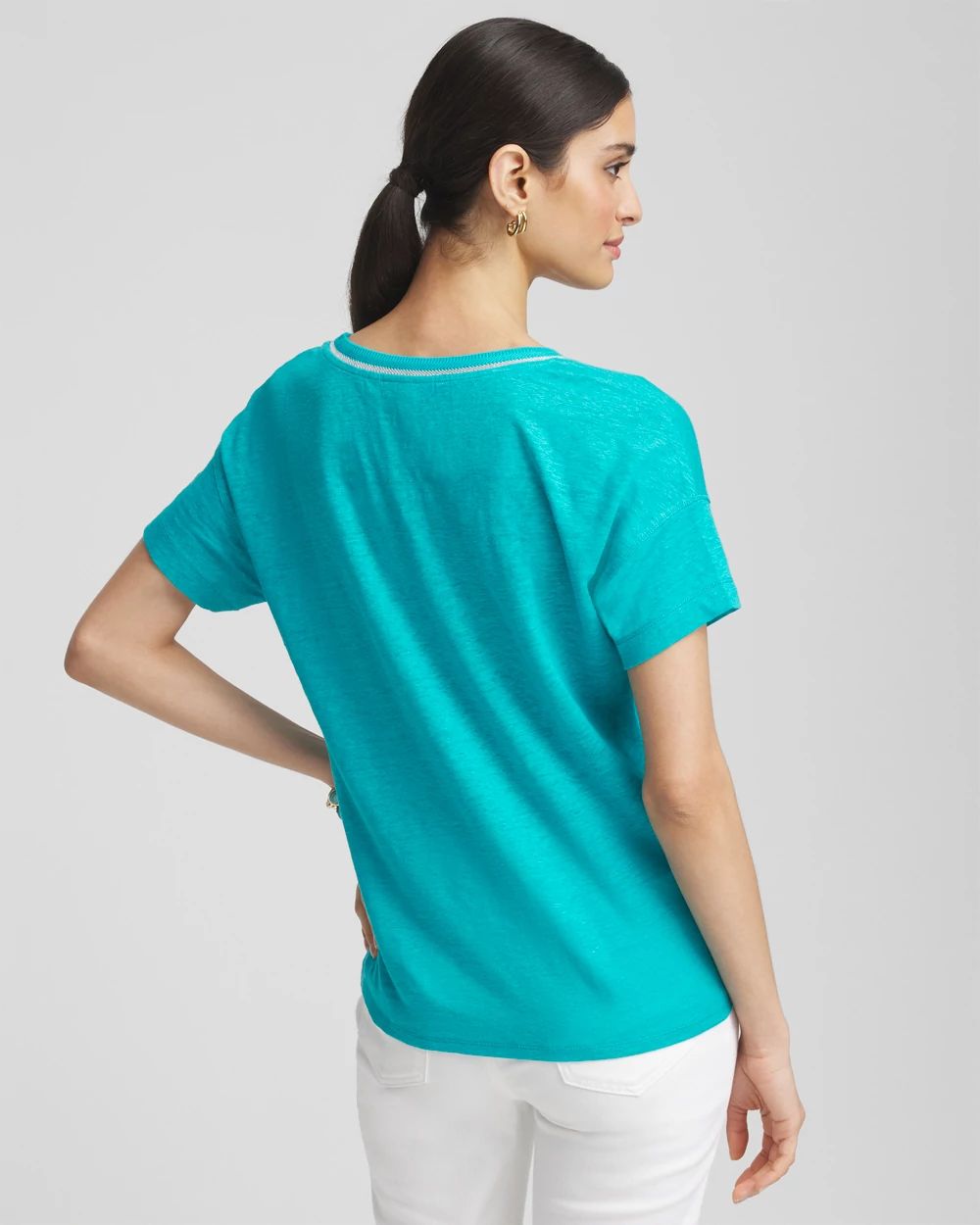 Sweater Trim Linen Tee click to view larger image.