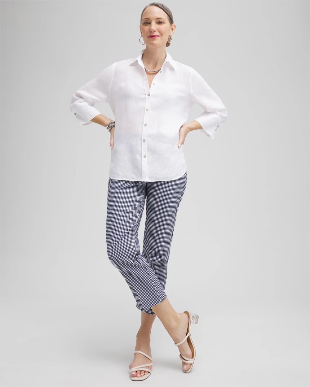 Juliet Gingham Straight Cropped Pants