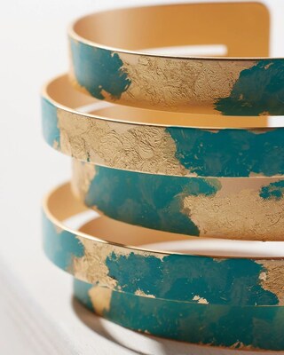 Turquoise and Gold Tone Cuff Bracelet