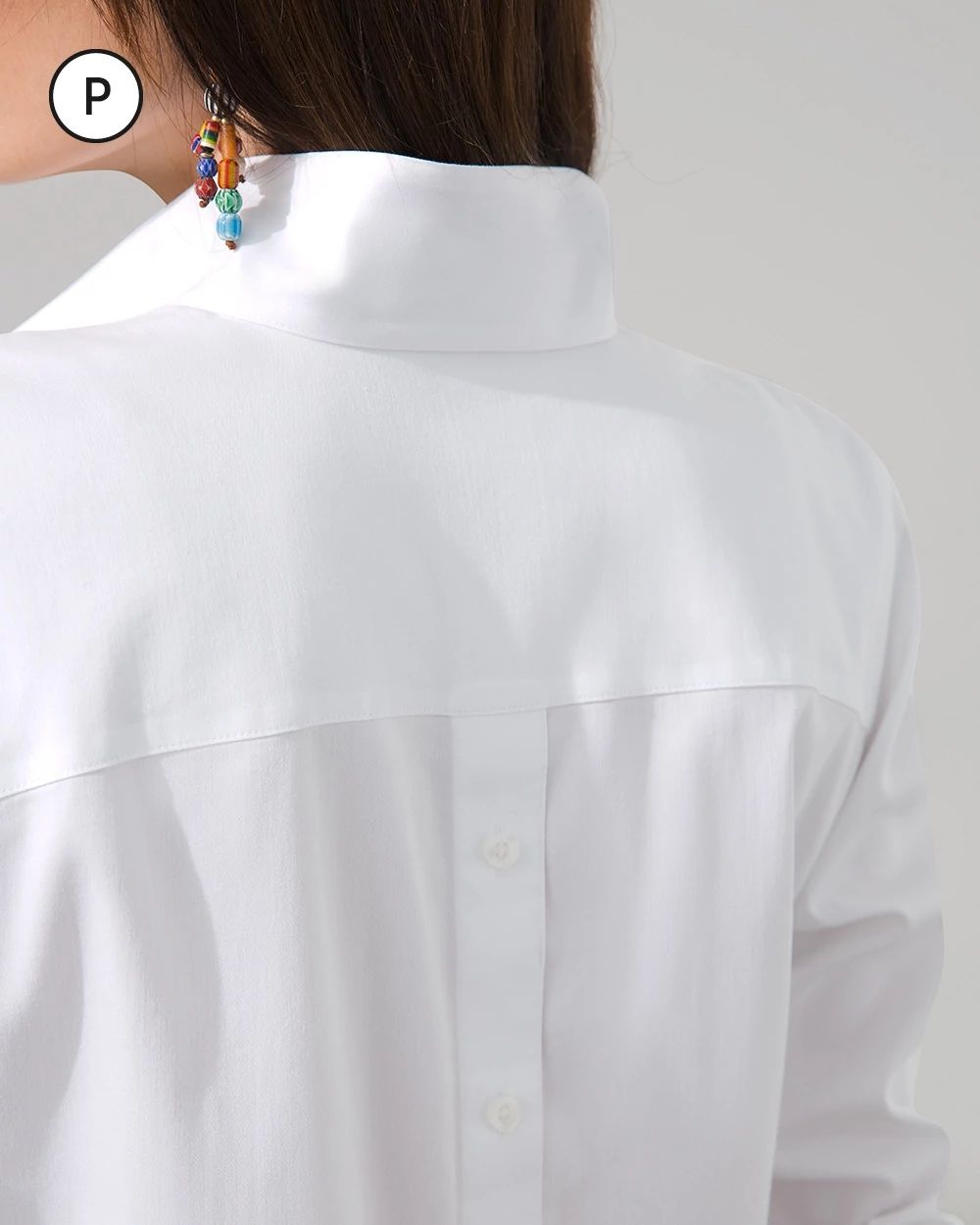 Petite No Iron Button Back Tunic