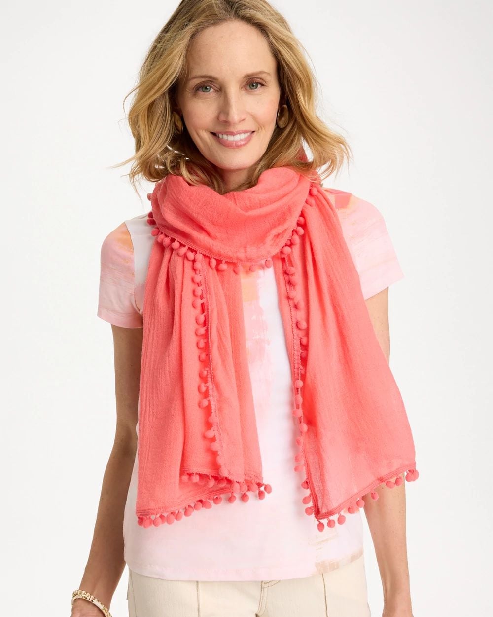 Pom Pom Oblong Scarf