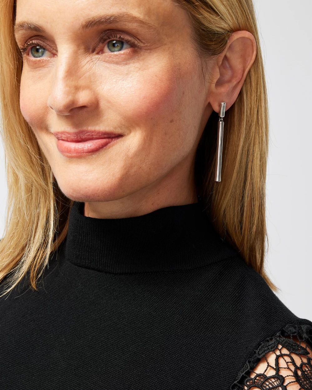 Silver Tone Linear Earrings