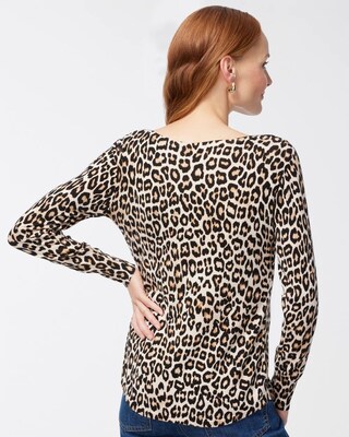 Spun Rayon Leopard Printed Pullover