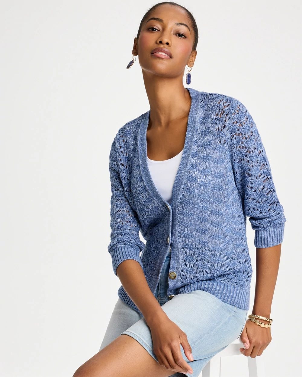 Crochet Knit Pointelle Cardigan