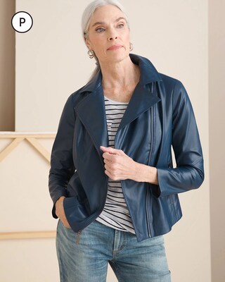 Petite Faux-Leather Moto Jacket