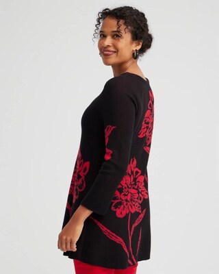 Red Floral Pullover Sweater
