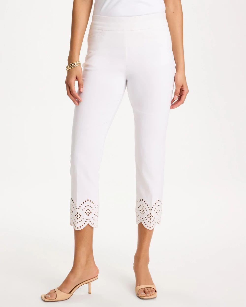 Petite Brigitte™ Slim Scalloped Ankle Pants
