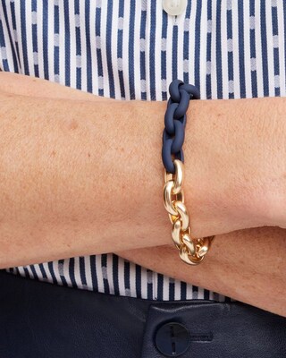 Navy & Gold Tone Link Bracelet