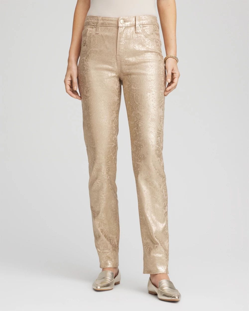 Girlfriend Slim Ankle Foiled Jeans