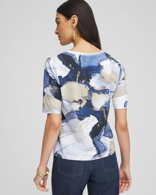 Foil Ocean V-Neck Elbow Sleeve Tee
