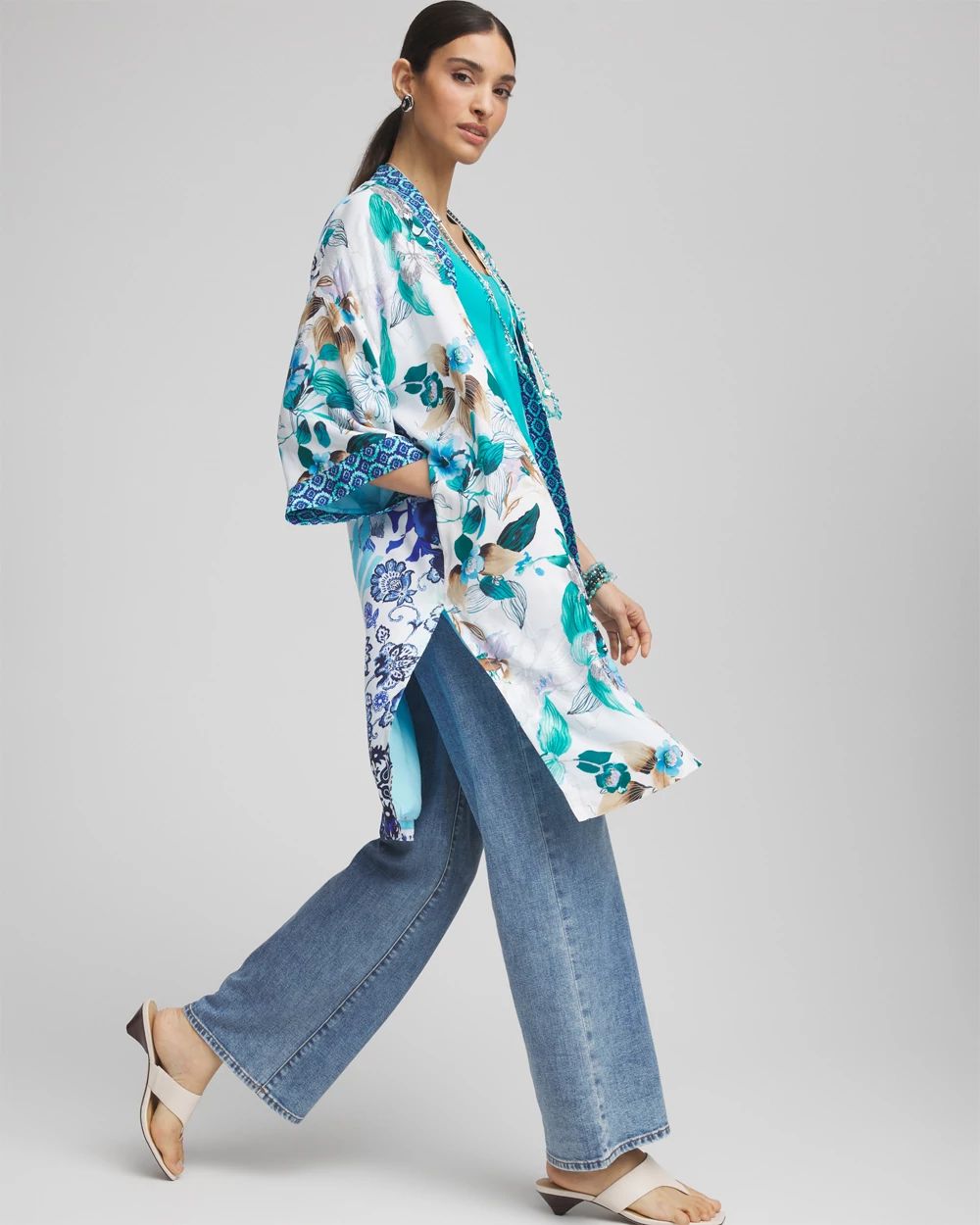 Island Motif Long Kimono