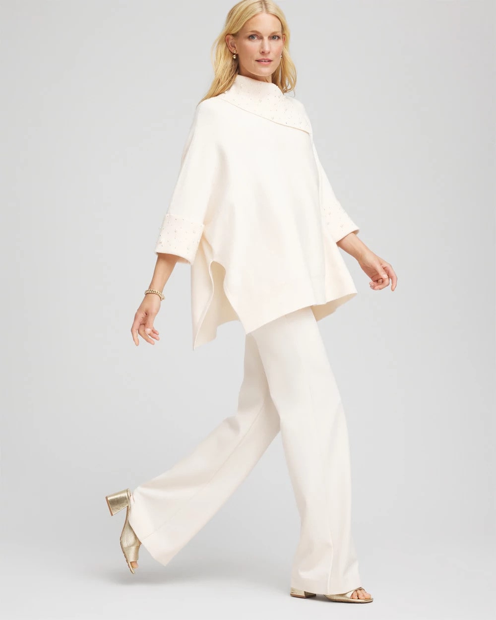 Embellished Sweater Poncho