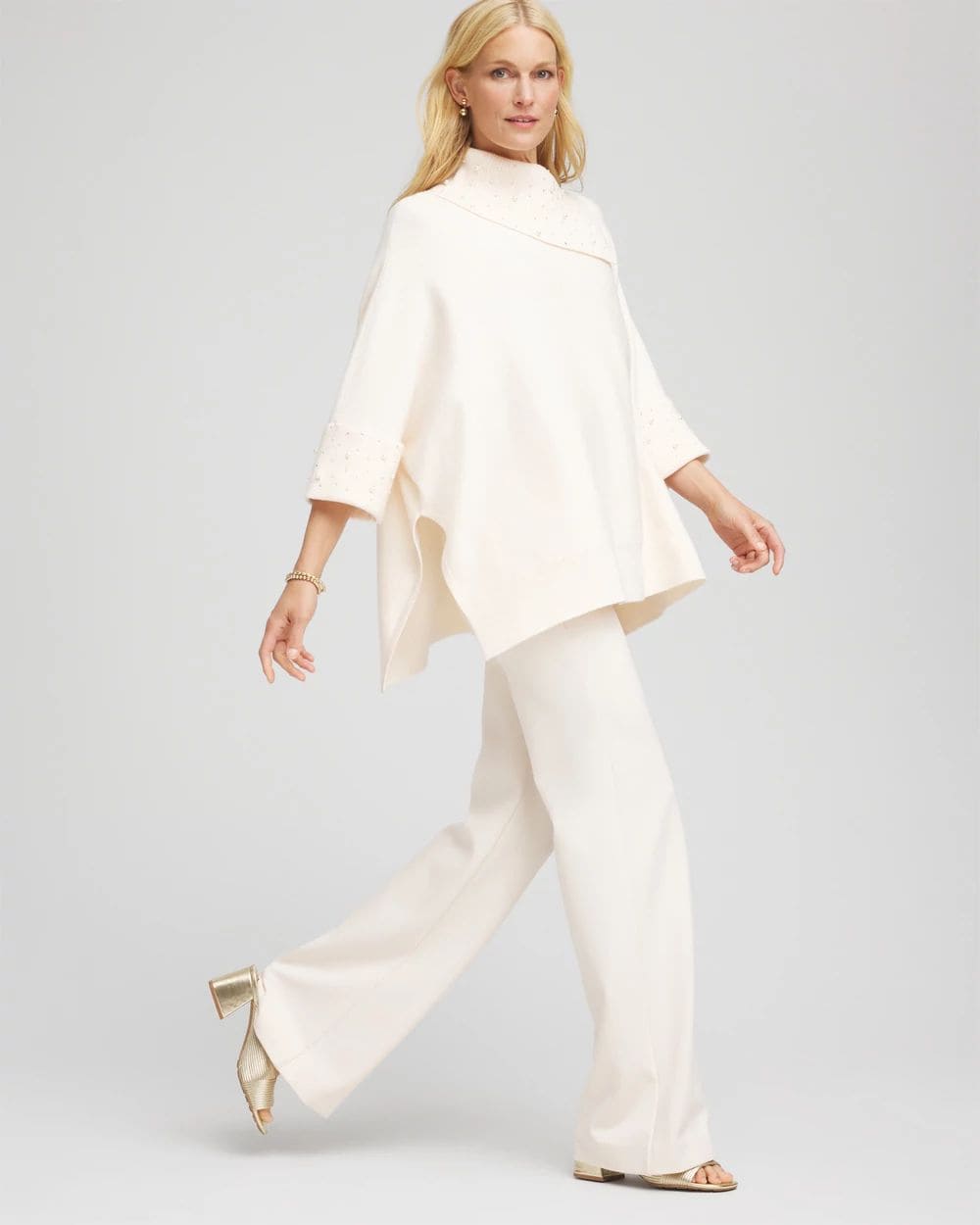 Embellished Sweater Poncho click to view larger image.