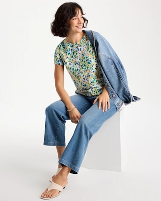 Printed Cotton Stretch Cap-Sleeve Tee click to view larger image.