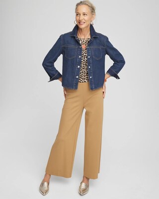 Cropped Denim Shacket click to view larger image.