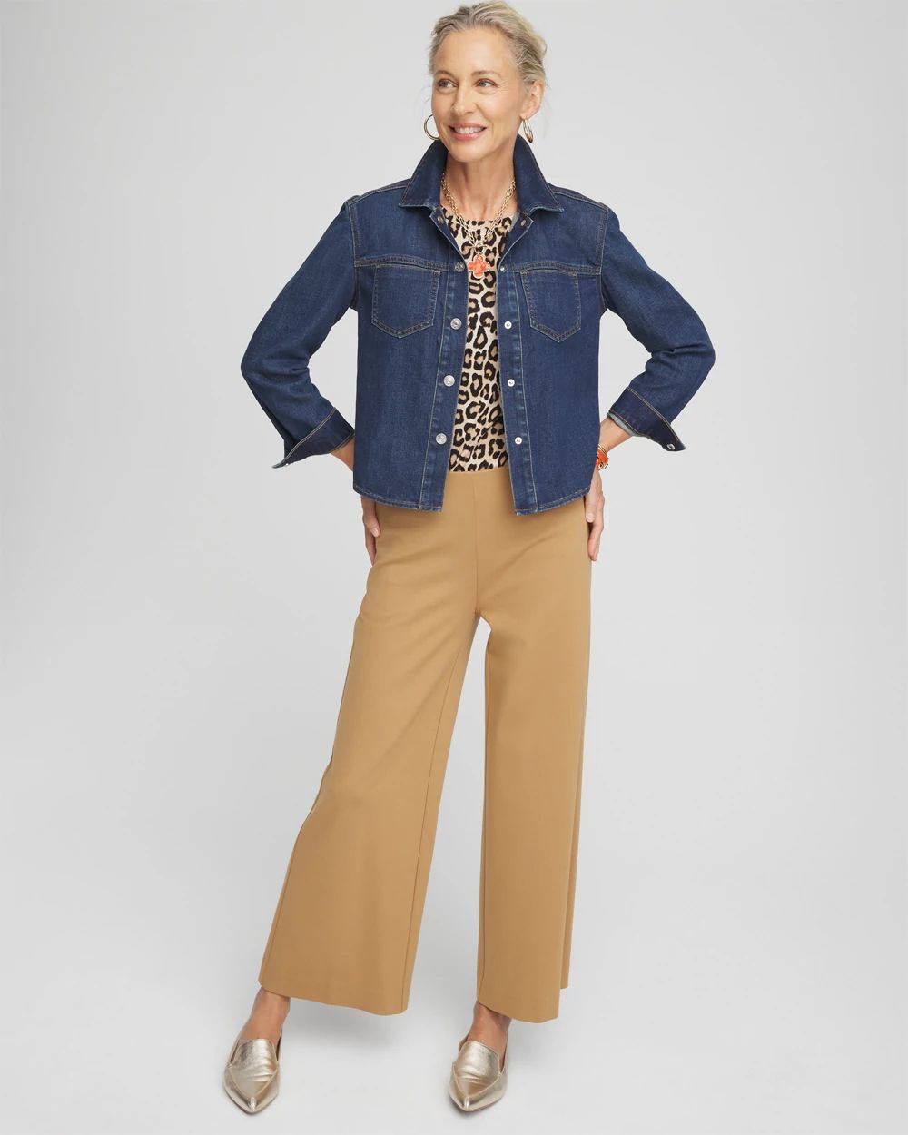 Cropped Denim Shacket