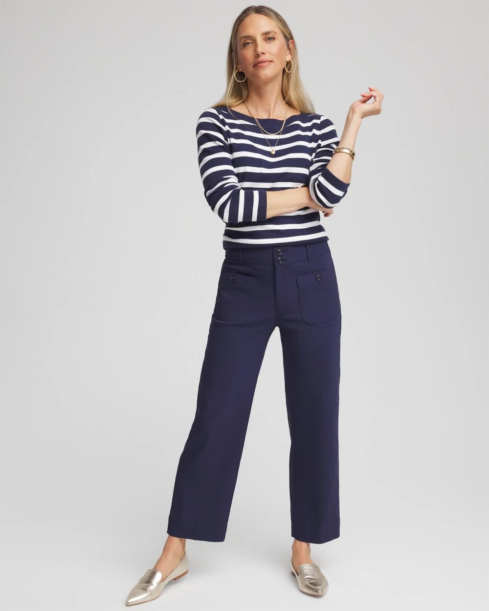 Cropped Slim Straight-Leg Pants