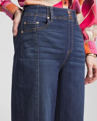 Pull-On Wide-Leg Cropped Jeans click to view larger image.