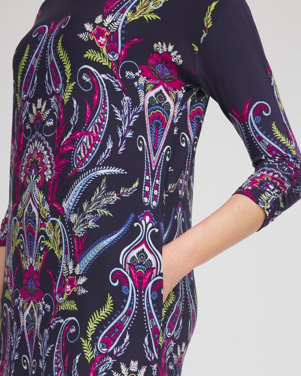 Ruched Sleeve Jersey Midi Dress
