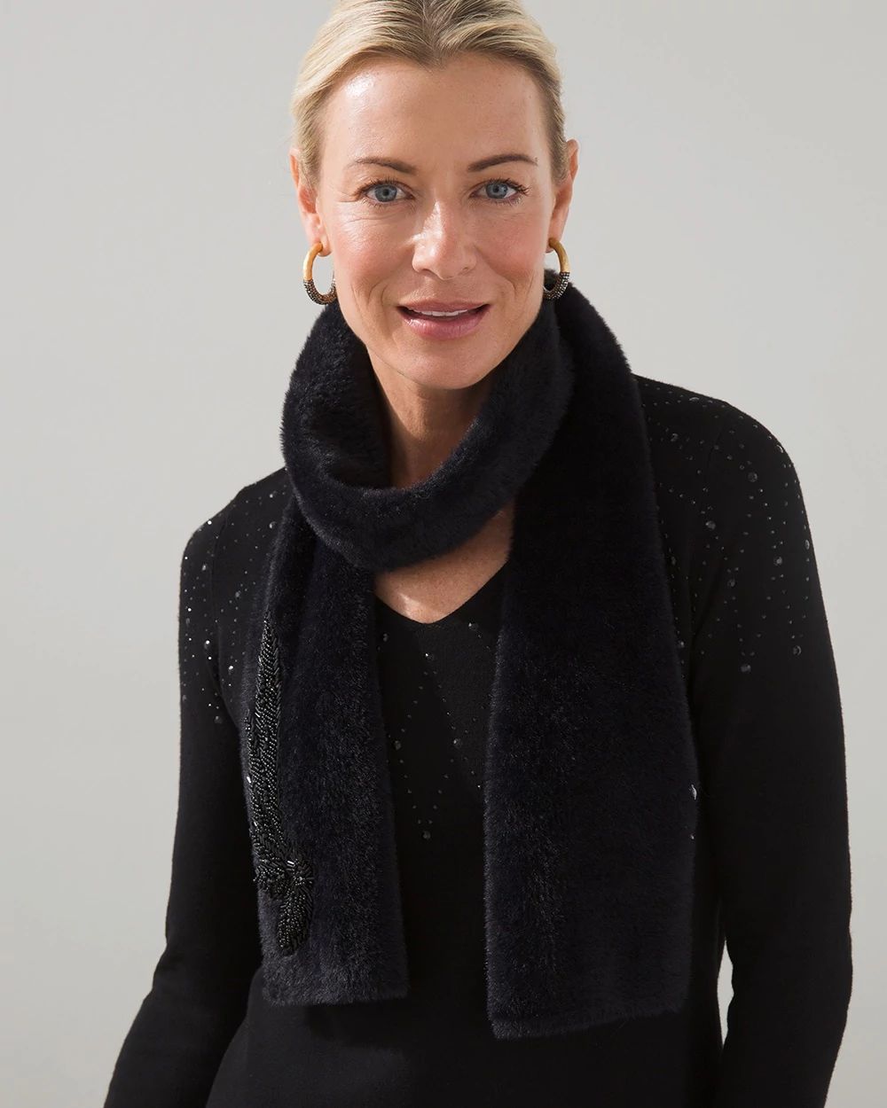 Faux Fur Embellished Scarf