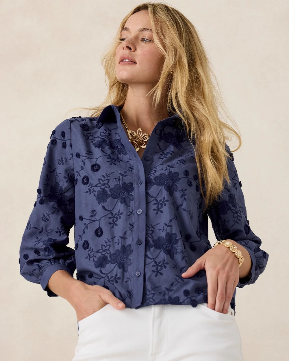 3D Floral Embroidered Top