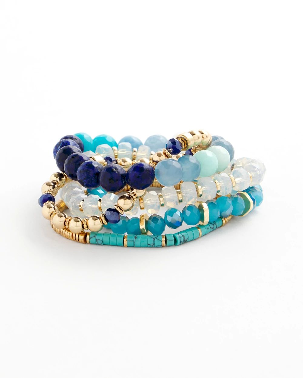 Lapis Stone Stretch Set of Five Bracelets