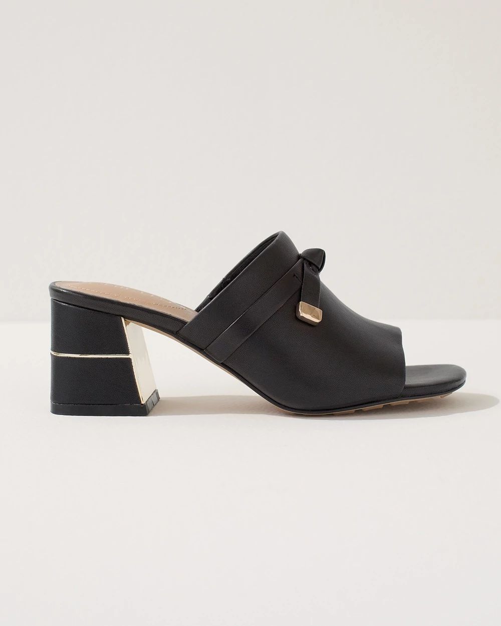 Black Leather Slides