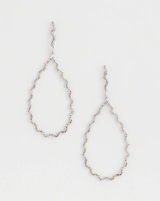 No Droop® Silver Teardrop Wave Earrings