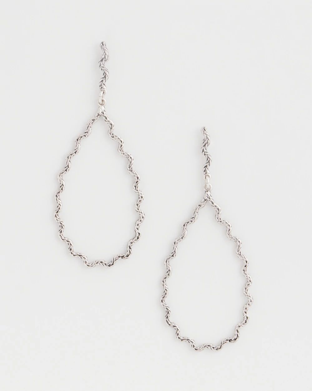 No Droop® Silver Teardrop Wave Earrings