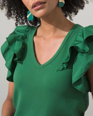 Ribbed Flutter Sleeve Tee