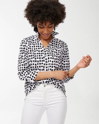 No Iron Stretch Square Dot Shirt