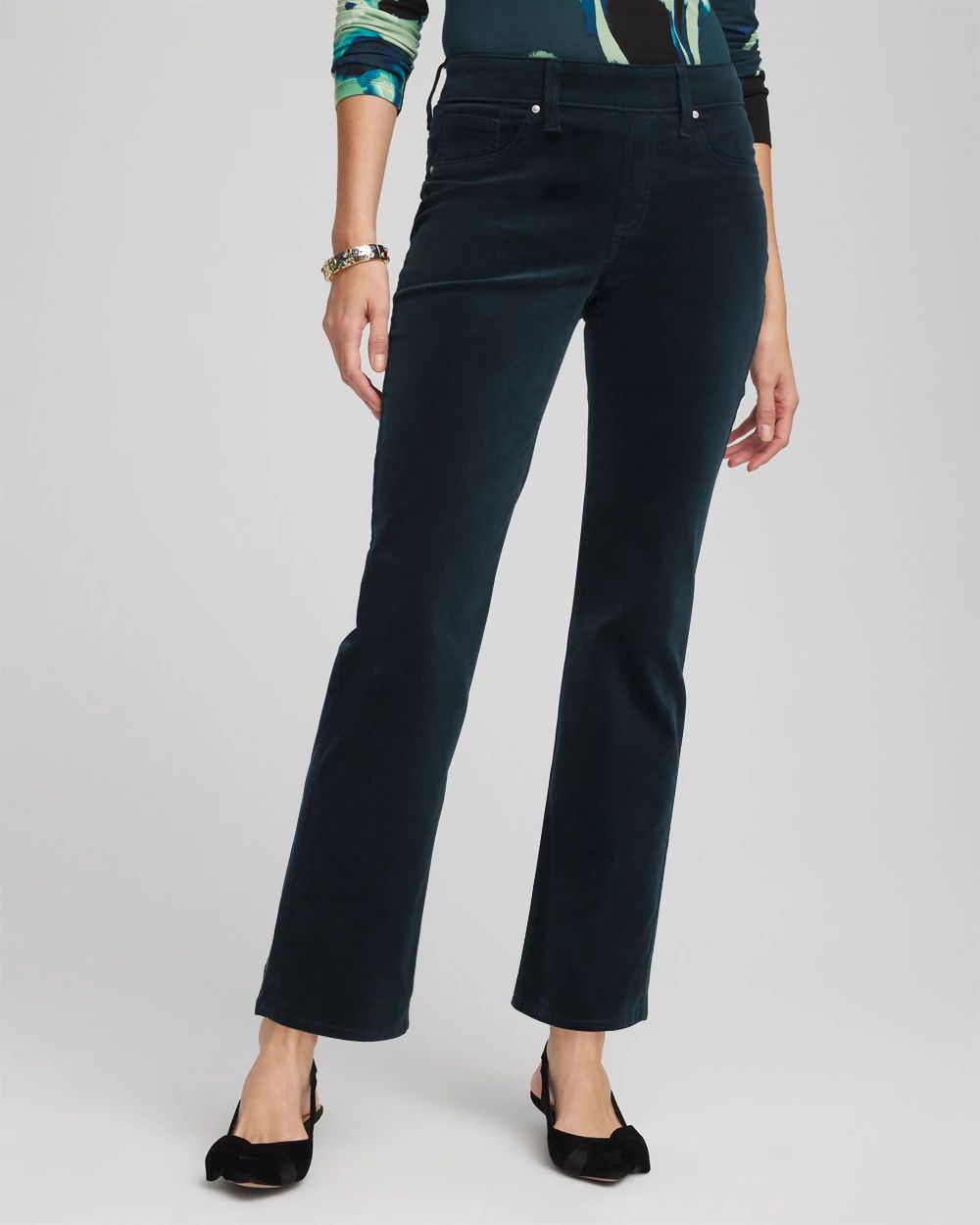 Velveteen Pull-On Flared Jeans