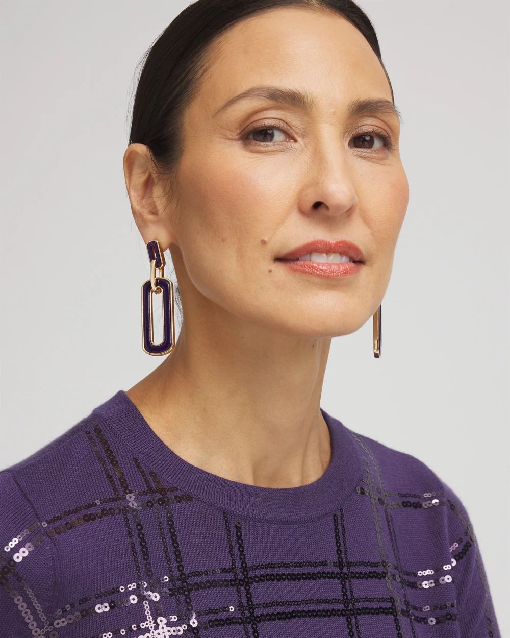 Violet Oval Drop Earrings
