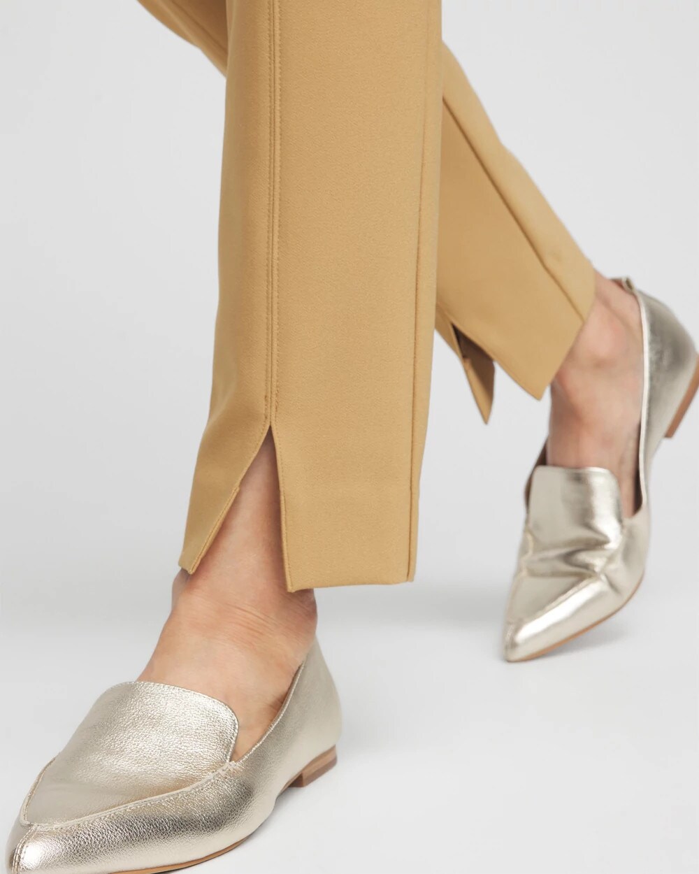 Bi-Stretch Front Seam Slit Ankle Pants