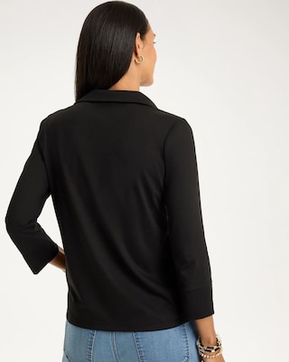 Knit Henley 3/4 Sleeve Tee click to view larger image.