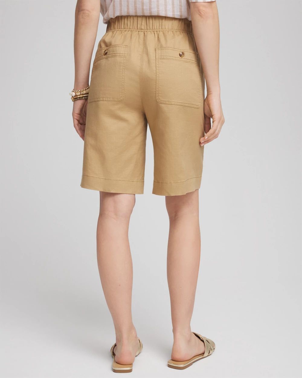 Cotton-Linen Pull-On Utility Shorts