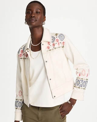 Cropped Embroidered Denim Jacket