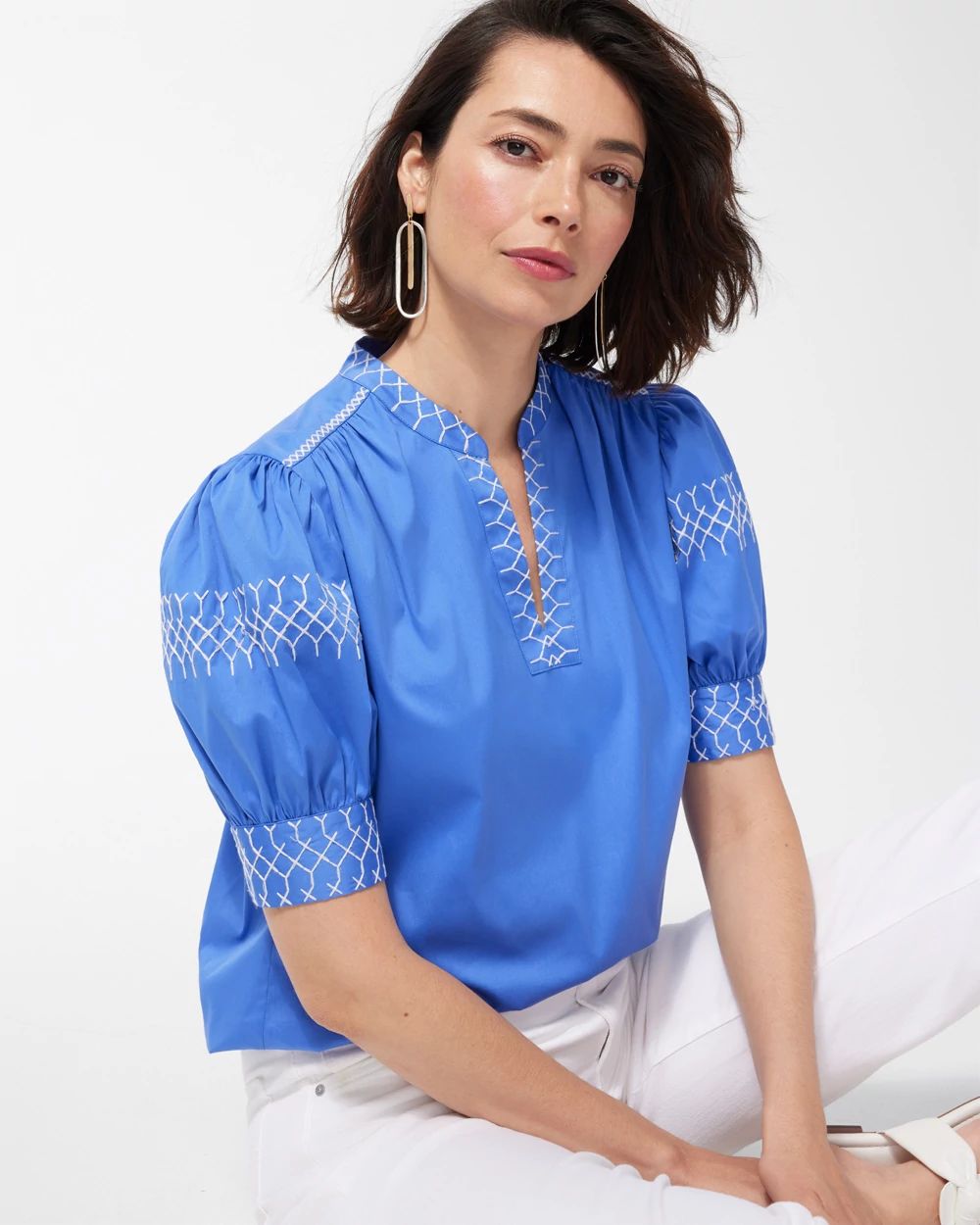 Poplin Drama Sleeve Top