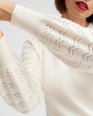 Crochet Sleeve Pullover Sweater click to view larger image.