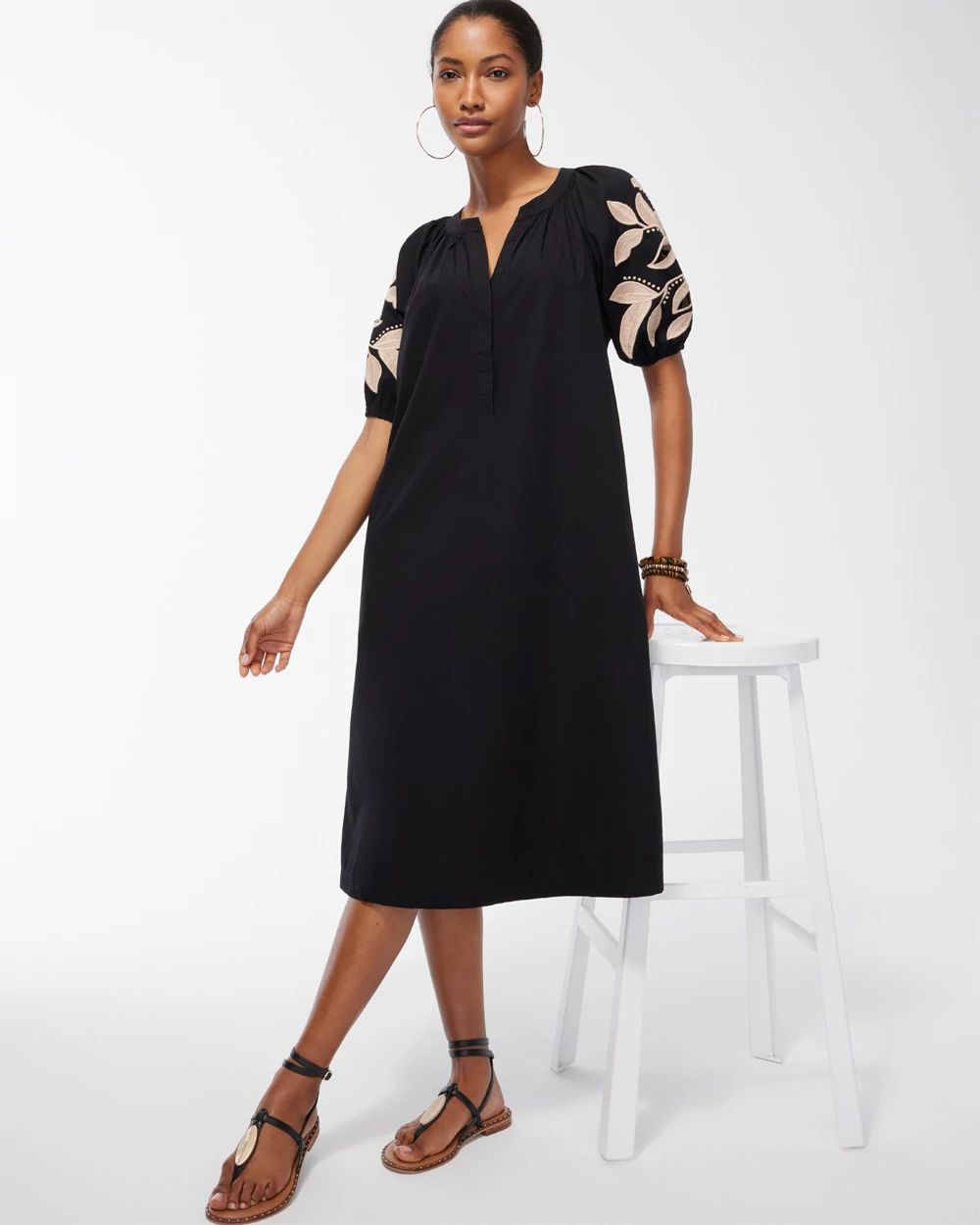 Embroidered Raglan Dress