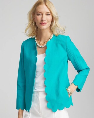 Linen Scallop-Edged Jacket