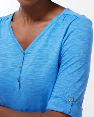 Henley Elbow Sleeve Slub Tee