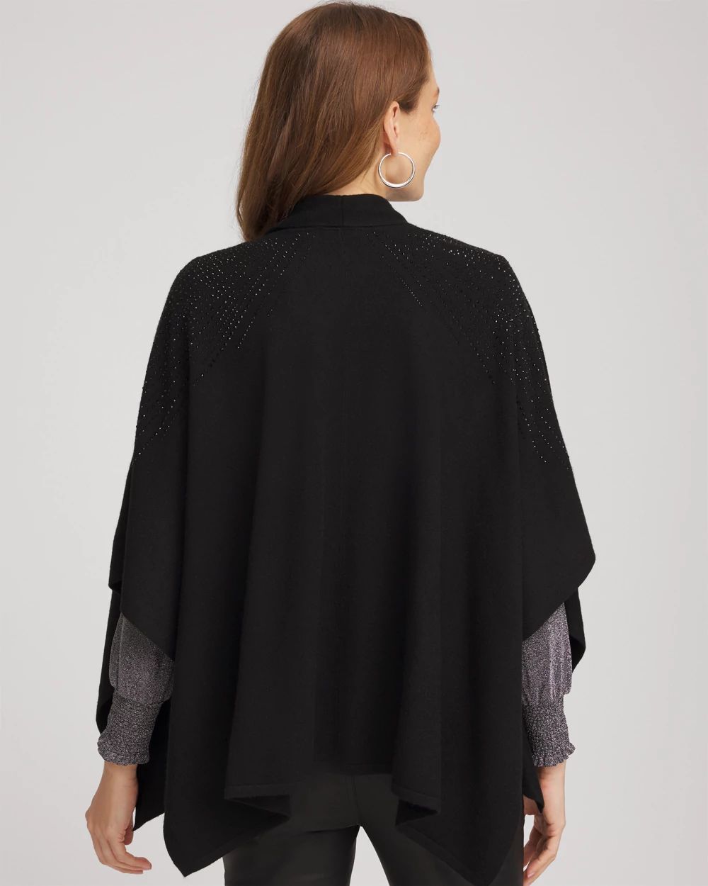 Embellished Shawl Collar Ruana click to view larger image.