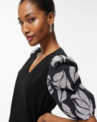 Jacquard Puff Sleeve Tee