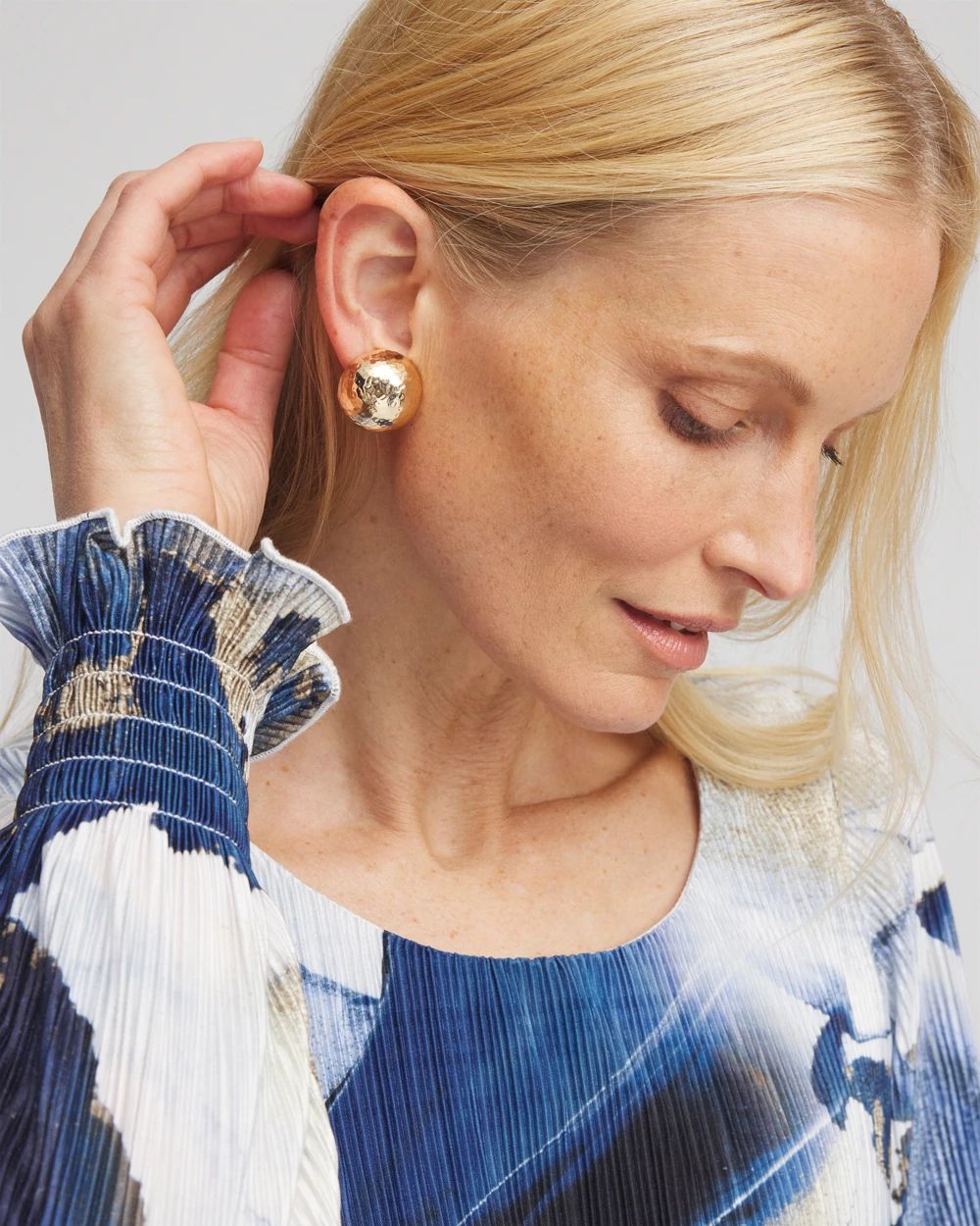 No Droop™ Textured Gold Stud Clip-On Earrings