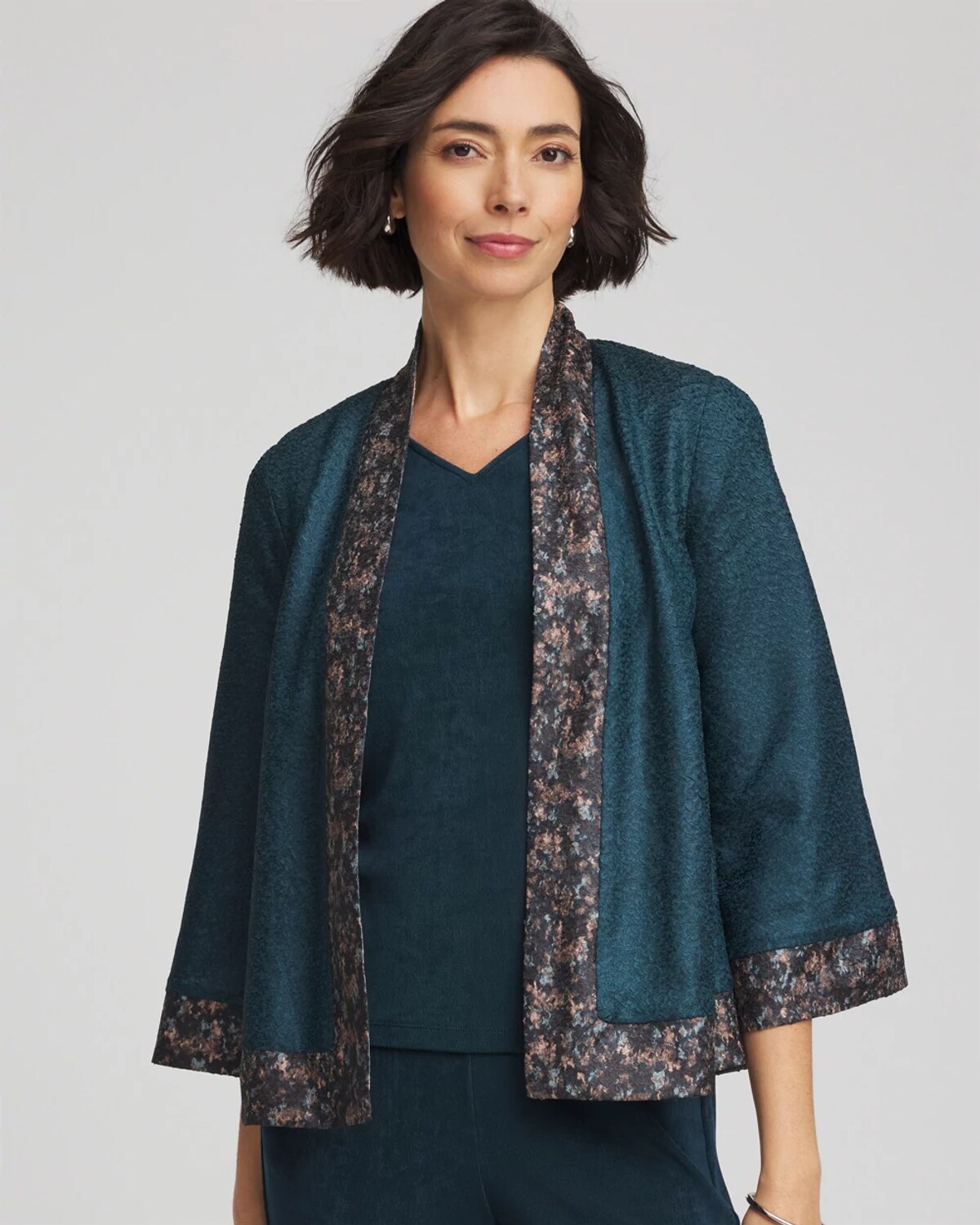 Chico's Travelers™ Crystal Crushed Reversible Jacket In Teal Shadow